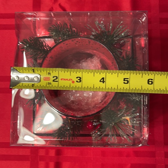 Christmas candle votive and greenery centerpiece 6” - Picture 7 of 8